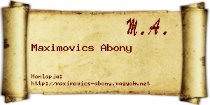 Maximovics Abony névjegykártya